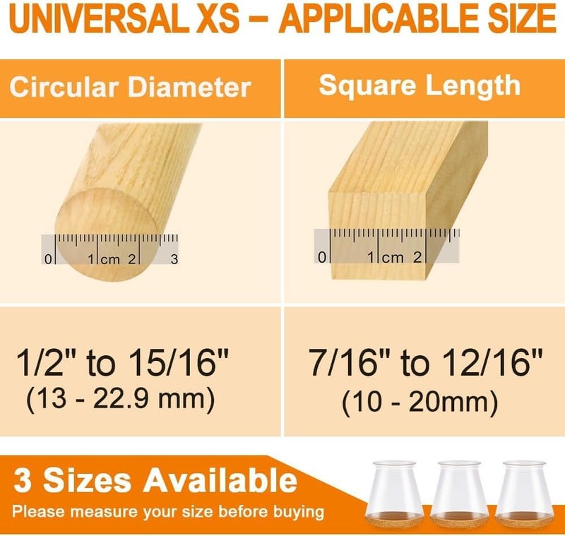 VIUME 32 Pcs Chair Leg Floor Protectors for Hardwood Floors Silicone Covers to Protect Wood Tile Floors Scratches Felt Pads Furniture Leg Caps No Noise (Fit:0.5""-0.89"") - Image 5